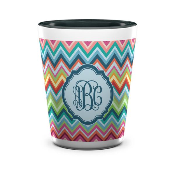 Retro Chevron Monogram Shot Glass - Two Tone - FRONT
