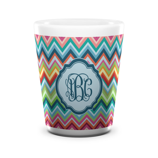 Retro Chevron Monogram Shot Glass - White - FRONT