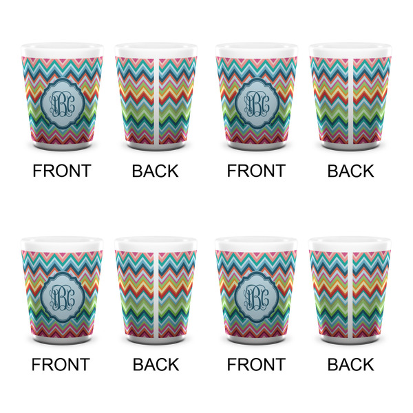 Retro Chevron Monogram Shot Glass - White - Set of 4 - APPROVAL