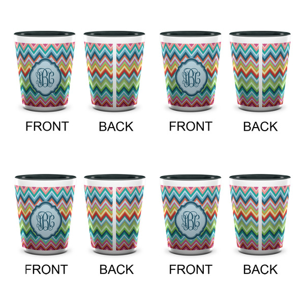Retro Chevron Monogram Shot Glassess - Two Tone - Set of 4 - APPROVAL