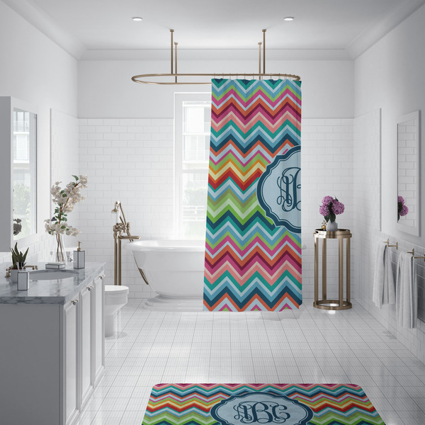 Retro Chevron Monogram Shower Curtain - 70"x83"