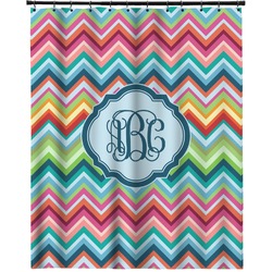 Retro Chevron Monogram Extra Long Shower Curtain - 70"x84" (Personalized)