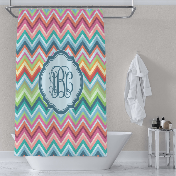 Retro Chevron Monogram Shower Curtain Lifestyle