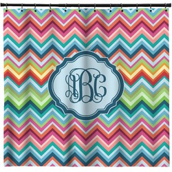Retro Chevron Monogram Shower Curtain - Custom Size (Personalized)