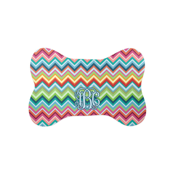 Custom Retro Chevron Monogram Bone Shaped Dog Food Mat (Small)