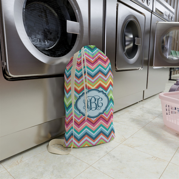 Retro Chevron Monogram Small Landry Bag - In Context