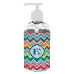 Retro Chevron Monogram Plastic Soap / Lotion Dispenser (8 oz - Small - White)