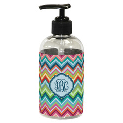 Retro Chevron Monogram Plastic Soap / Lotion Dispenser (8 oz - Small - Black)