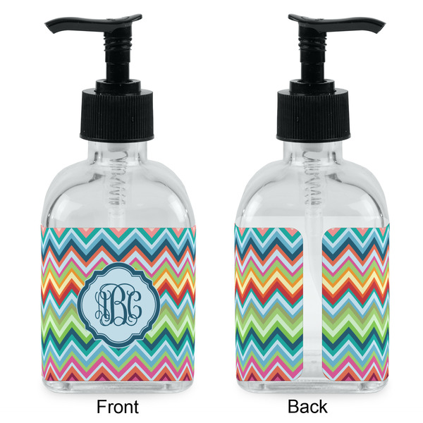 Retro Chevron Monogram Glass Soap/Lotion Dispenser - Approval