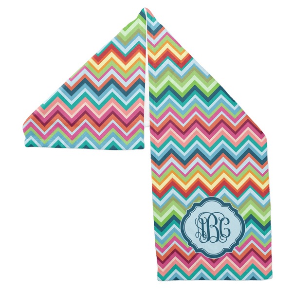 Retro Chevron Monogram Sports Towel Folded - Both Sides Showing