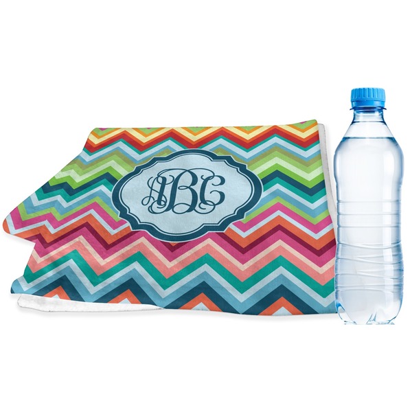 Custom Retro Chevron Monogram Sports & Fitness Towel (Personalized)