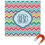 Retro Chevron Monogram Square Car Magnet - 10" (Personalized)