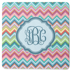 Retro Chevron Monogram Square Rubber Backed Coaster (Personalized)