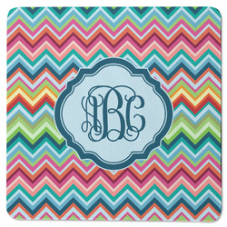Retro Chevron Monogram Square Rubber Backed Coaster (Personalized)