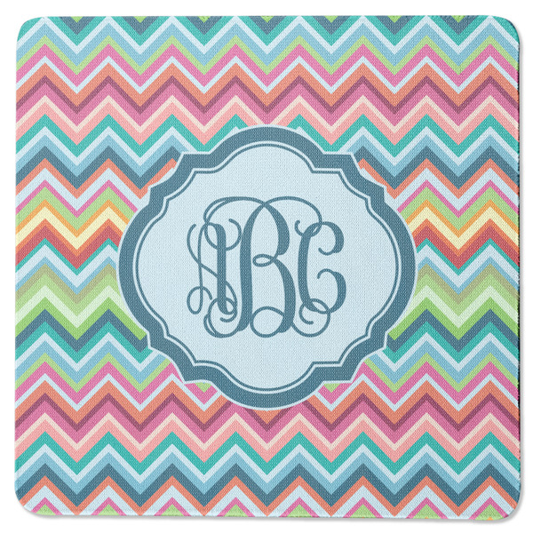 Retro Chevron Monogram Square Coaster Rubber Back - Single