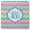 Retro Chevron Monogram Square Rubber Backed Coaster (Personalized)