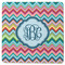 Retro Chevron Monogram Square Rubber Backed Coaster (Personalized)