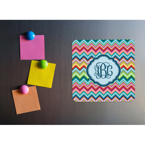 Retro Chevron Monogram Square Fridge Magnet - LIFESTYLE