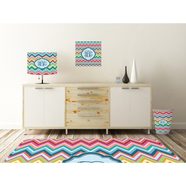 Retro Chevron Monogram Square Wall Decal Wooden Desk