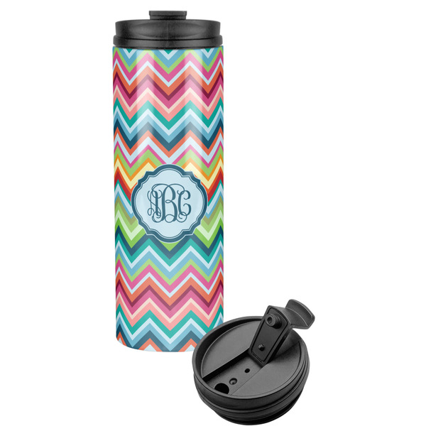 Custom Retro Chevron Monogram Stainless Steel Skinny Tumbler