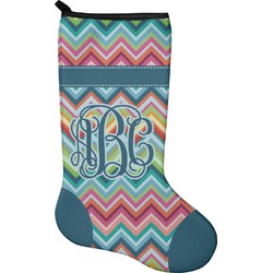 Retro Chevron Monogram Holiday Stocking - Single-Sided - Neoprene