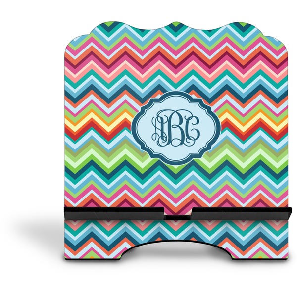 Retro Chevron Monogram Stylized Tablet Stand - Front without iPad