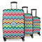 Retro Chevron Monogram 3 Piece Luggage Set - 20" Carry On, 24" Medium Checked, 28" Large Checked