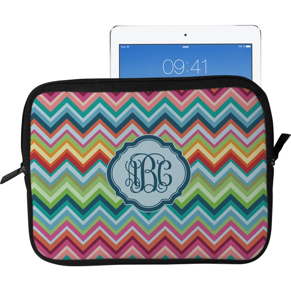 Custom Retro Chevron Monogram Tablet Case / Sleeve - Large (Personalized)
