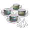 Retro Chevron Monogram Tea Cup - Set of 4