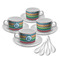 Retro Chevron Monogram Tea Cup - Set of 4 (Personalized)