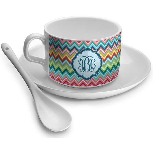 Custom Retro Chevron Monogram Tea Cup
