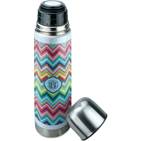 Retro Chevron Monogram Thermos - Lid Off
