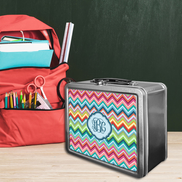 Retro Chevron Monogram Tin Lunchbox - LIFESTYLE