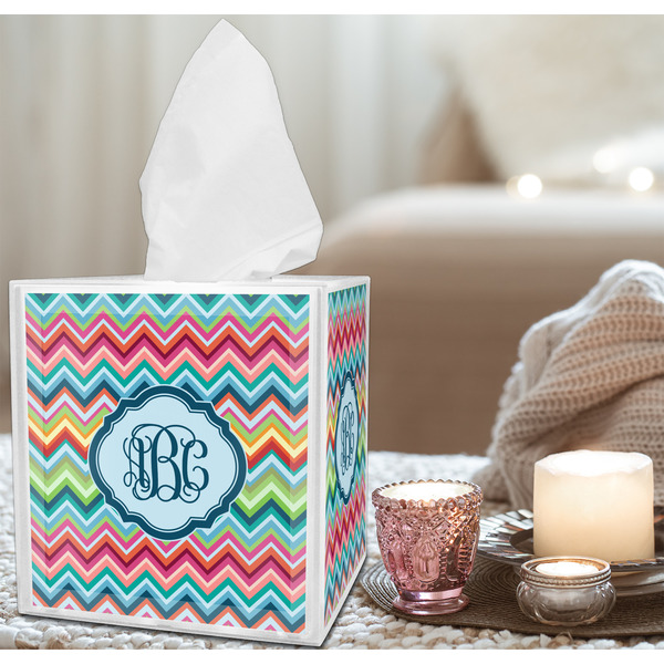 Retro Chevron Monogram Tissue Box - LIFESTYLE
