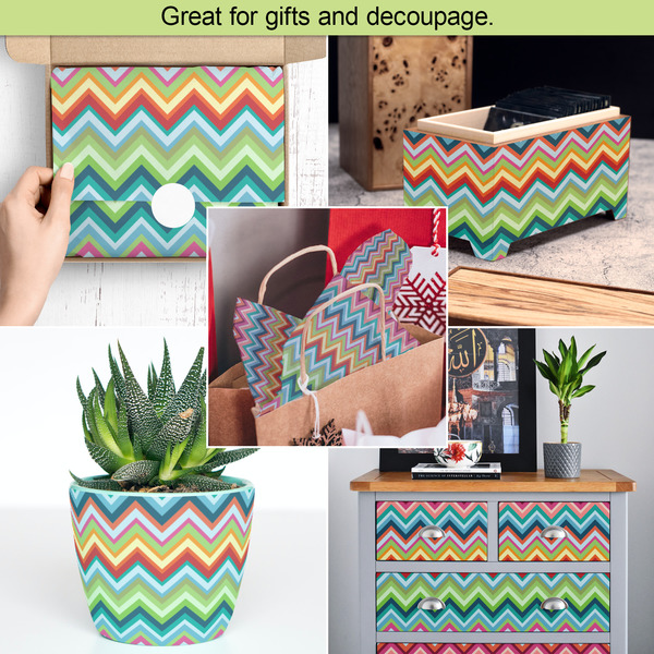 Retro Chevron Monogram Tissue Paper - In Use Collage