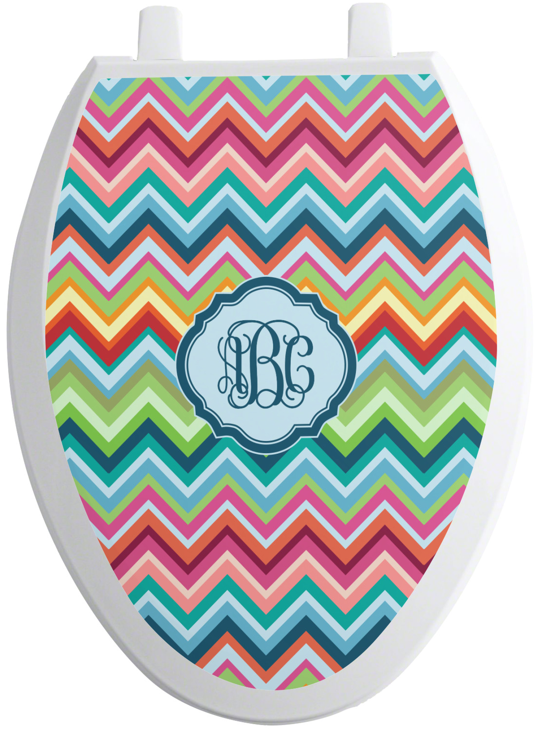 Retro Chevron Monogram Toilet Seat Decal Round (Personalized