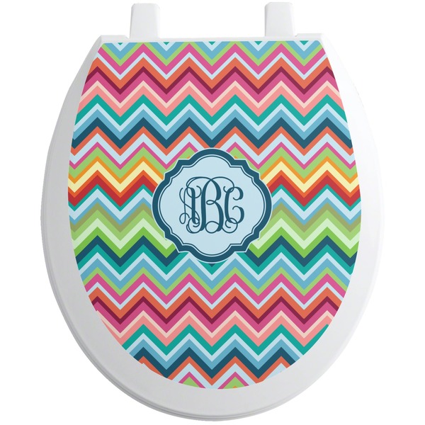 Custom Retro Chevron Monogram Toilet Seat Decal (Personalized)