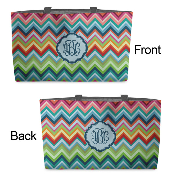 Retro Chevron Monogram Tote w/Black Handles - Front & Back Views