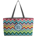 Retro Chevron Monogram Beach Totes Bag - w/ Black Handles