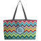 Retro Chevron Monogram Beach Totes Bag - w/ Black Handles