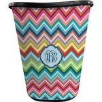 Retro Chevron Monogram Waste Basket - Single Sided (Black) (Personalized)