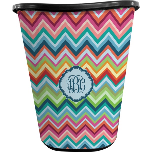 Retro Chevron Monogram Waste Basket (Black)