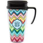 Retro Chevron Monogram Acrylic Travel Mug with Handle (Personalized)
