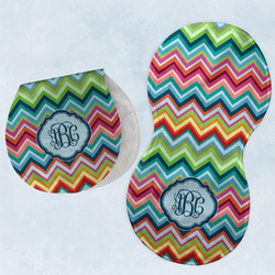 Retro Chevron Monogram Burp Pads - Velour - Set of 2