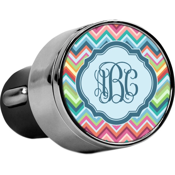 Custom Retro Chevron Monogram USB Car Charger (Personalized)