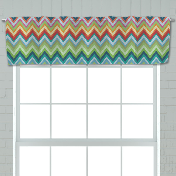 Retro Chevron Monogram Valance - Closeup on window