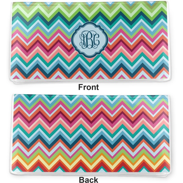 Retro Chevron Monogram Vinyl Check Book Cover - Front and Back