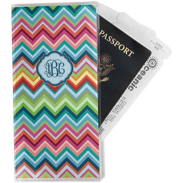 Custom Retro Chevron Monogram Travel Document Holder