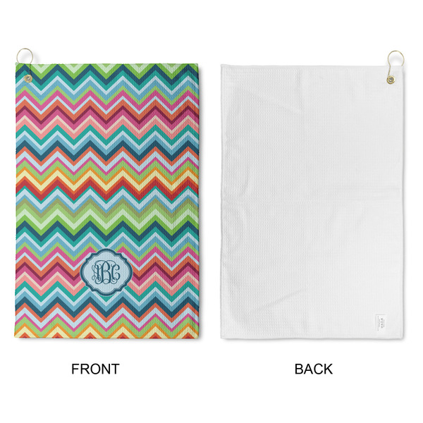 Retro Chevron Monogram Waffle Weave Golf Towel - Approval