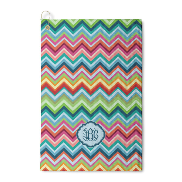 Custom Retro Chevron Monogram Waffle Weave Golf Towel